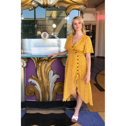 Damen Maxikleid Floralmuster Lässiger Knopfverschluss