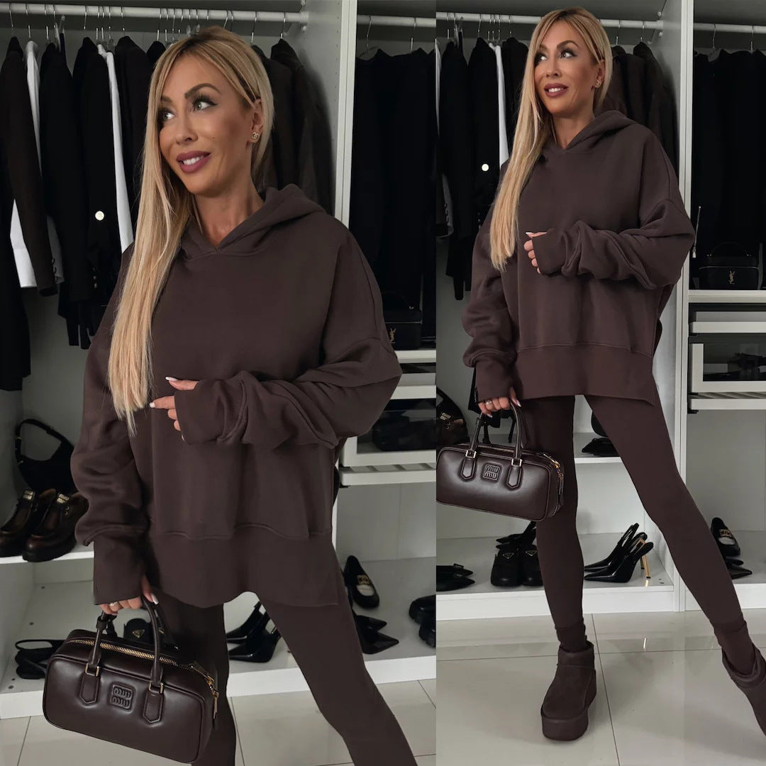 Damen Kapuzenpullover Animal-Print Erweiterte Ärmel Eveloria