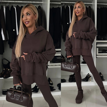 Damen Kapuzenpullover Animal-Print Erweiterte Ärmel Eveloria