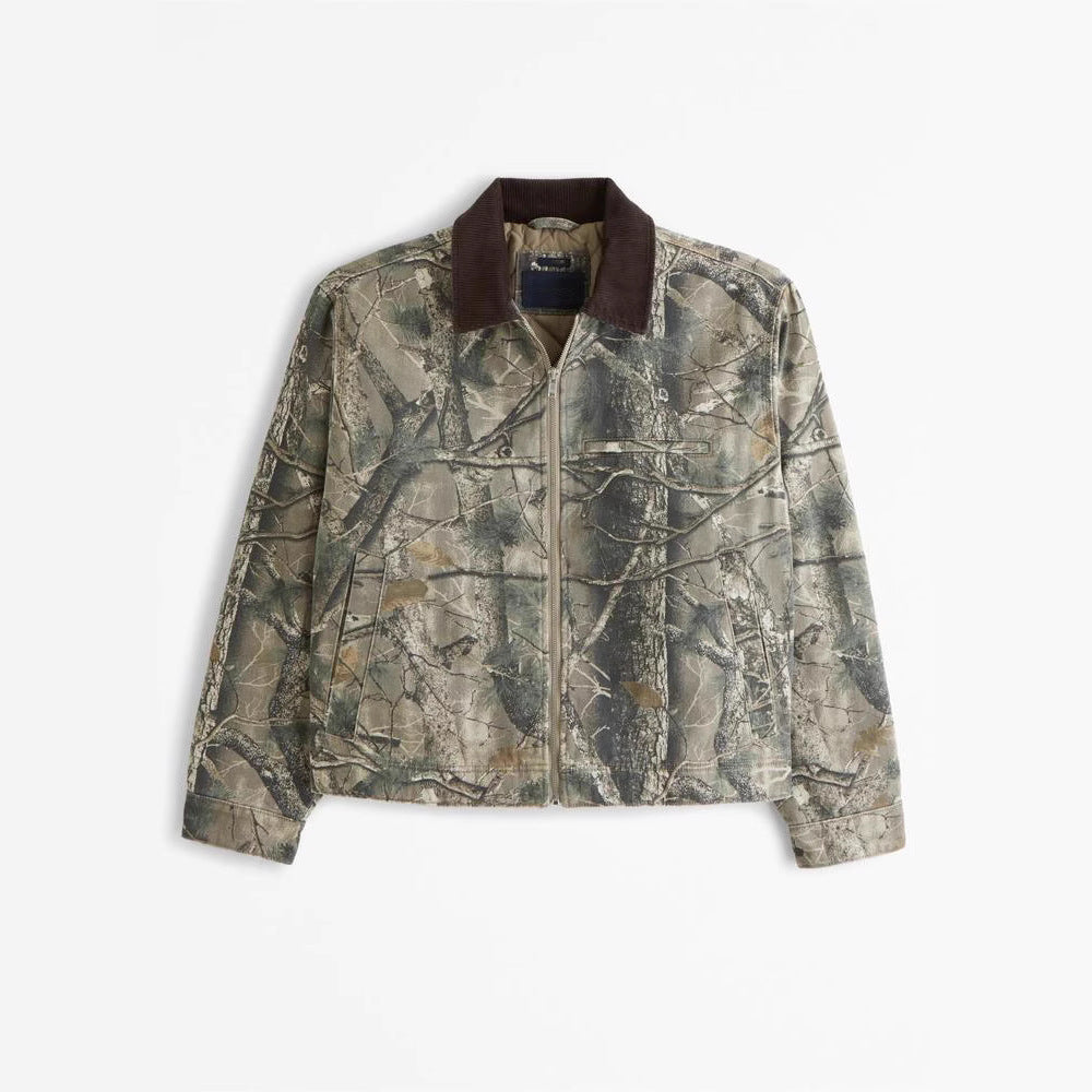Herren Freizeitjacke Camouflage-Design Hochschließender Kragen Schwarz - Eveloria