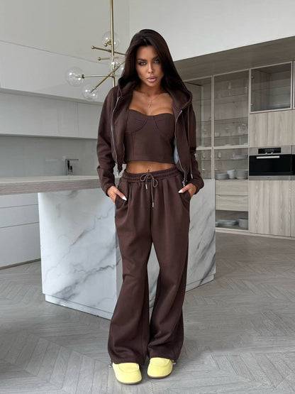 Damen Lounge-Set mit Cropped-Oberteil und Weitem Hoodie