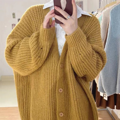 Damen Strickcardigan Oversized Kuschelig Grau Eveloria