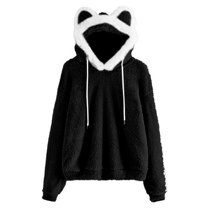 Damen Kapuzenpullover mit Katzenohren Weich Eveloria