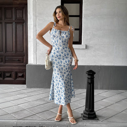 Damen Maxikleid Blumenmuster Verstellbare Träger Eveloria - Eveloria