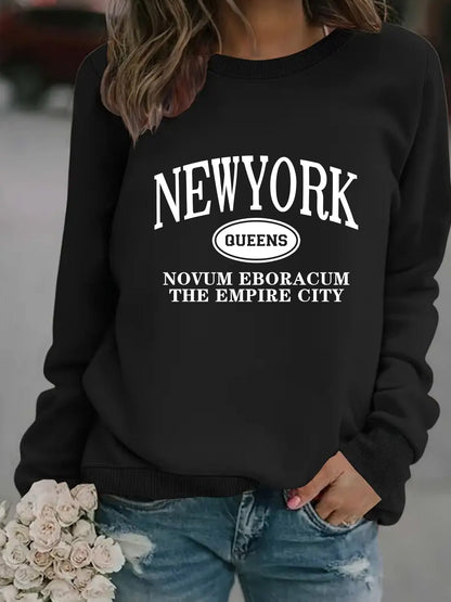 Damen Sweatshirt New Yorker Schriftzug Eveloria