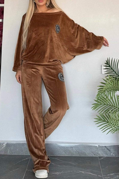 Damen Velvet Loungewear-Set Weich Eveloria