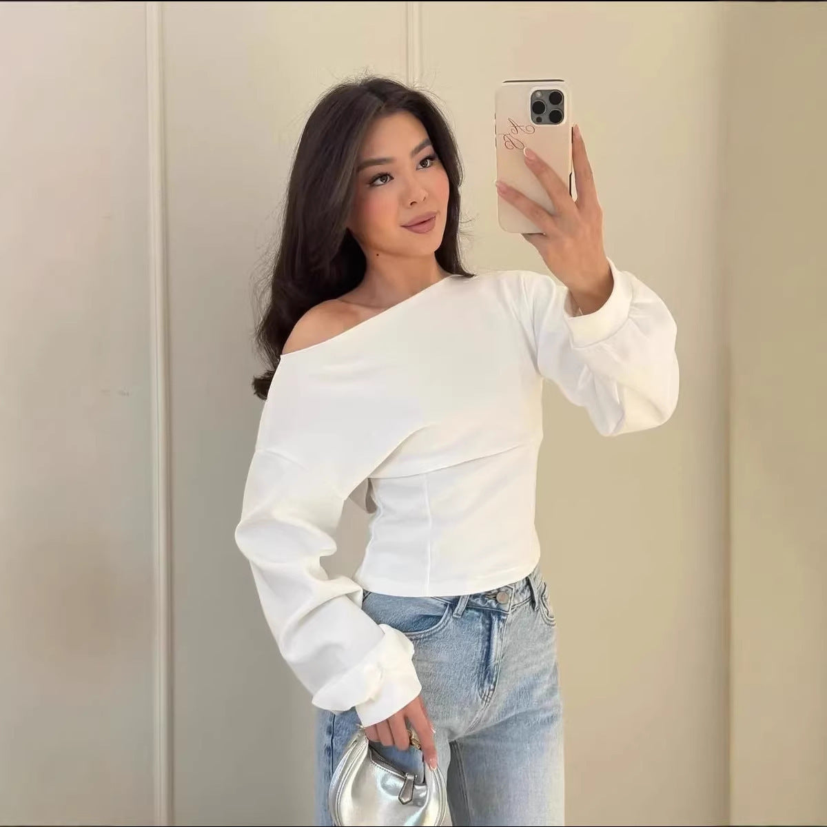 Damen Cropped Sweatshirt Schnürung Grau Eveloria