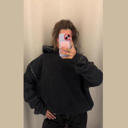 Damen Kapuzenpullover mit Nietenverzierungen Eveloria