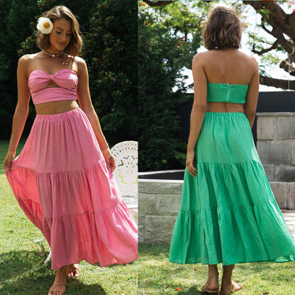 Damen Zweiteiliges Set Crop- Maxirock Luftig - Eveloria