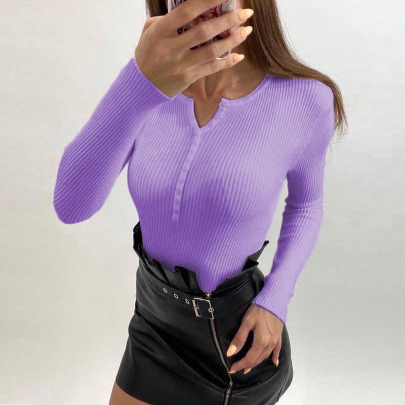 Damen Langärmliges Oberteil V-Ausschnitt Strukturierter Look