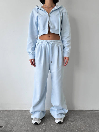 Damen Hoodie Jogginghose Set Baumwolle Grau