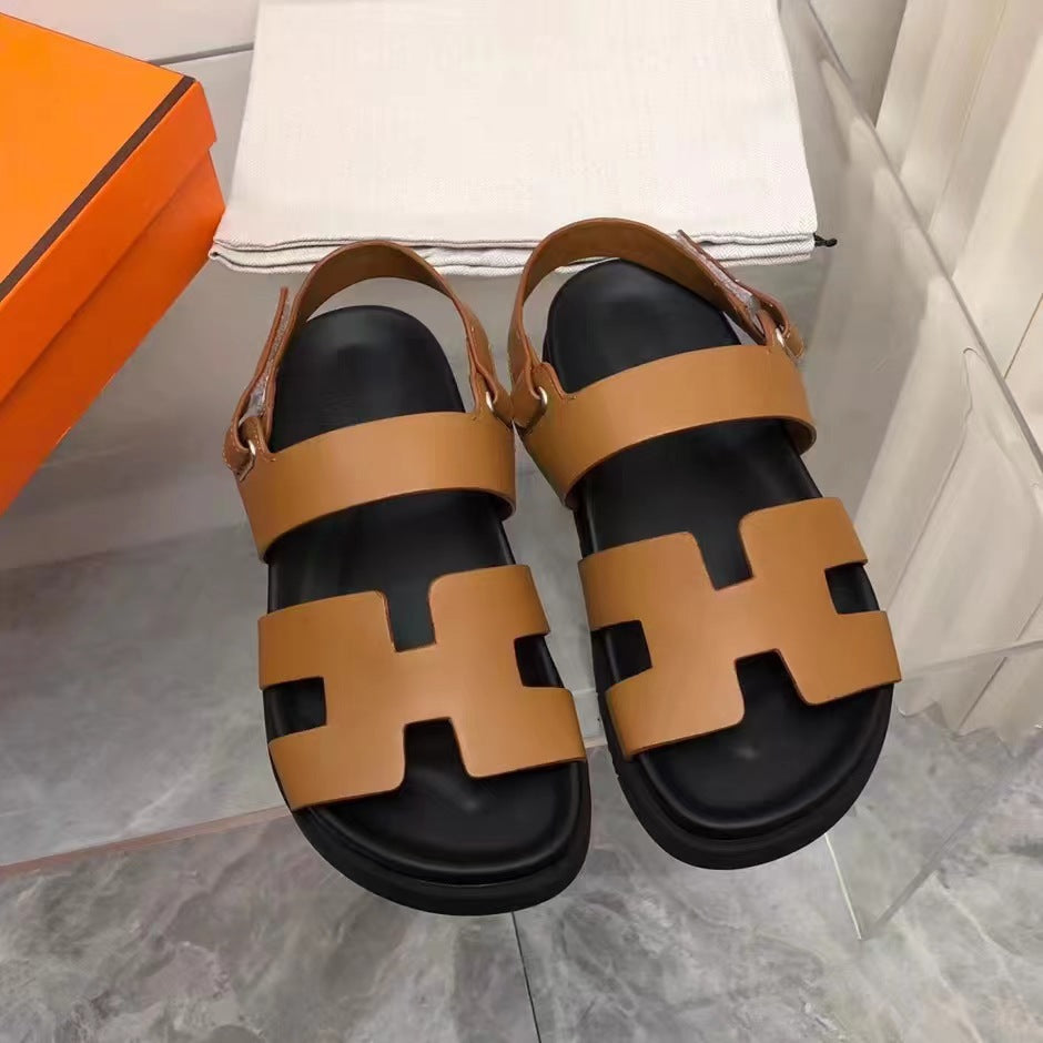 Herren Sandalen Leder Braun Eveloria