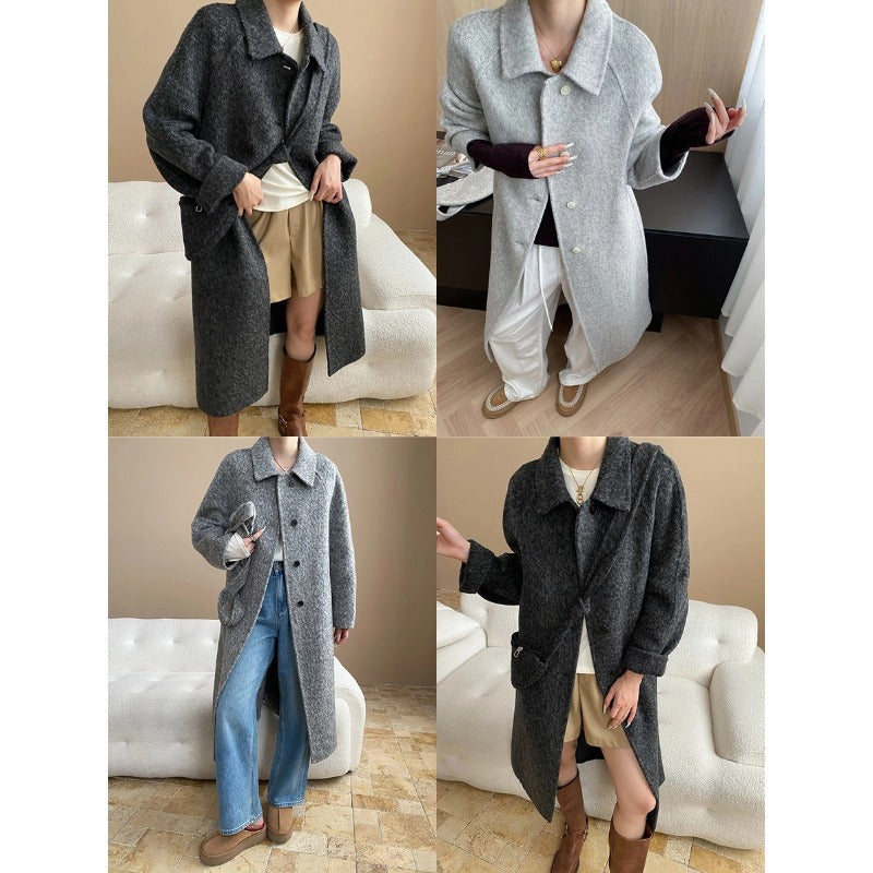 Damen Strickmantel Eleganter Schnitt Mit Taschen