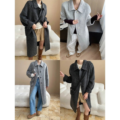Damen Strickmantel Eleganter Schnitt Mit Taschen