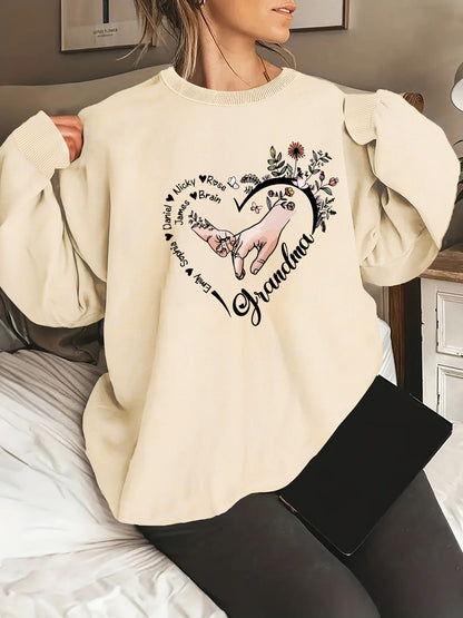 Damen Pullover Blumenmuster Baumwolle Entspannt Eveloria