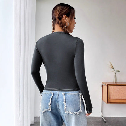 Damen Langarmshirt Hochwertiges Print Figurbetont Eveloria