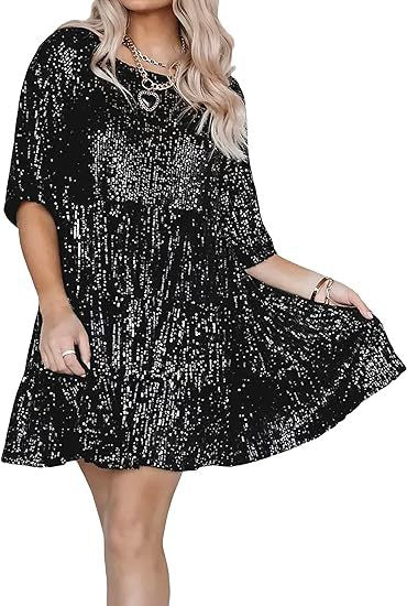 Damen Abendkleid Pailletten Eveloria Glitzer
