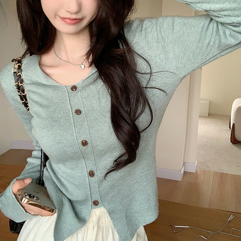 Damen Langarmcardigan Feinstrick Mit Knöpfen Beige