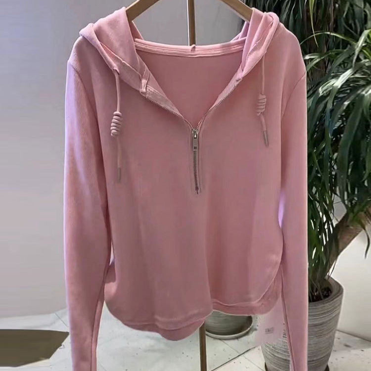 Damen Kapuzenpullover Lässig Halbhoch Reißverschluss Modern Eveloria