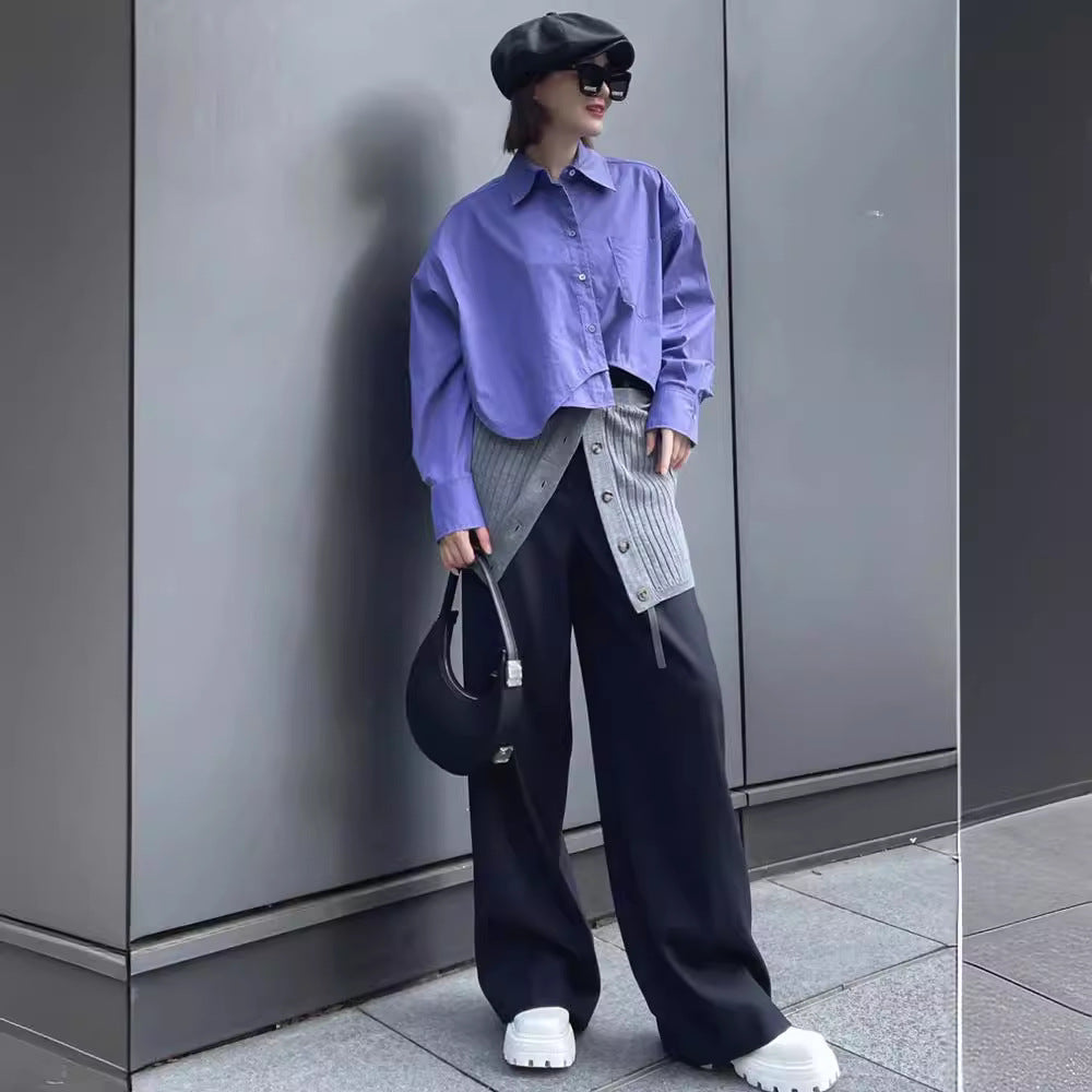 Damen Bluse Oversized Cropped Schnitt Eveloria