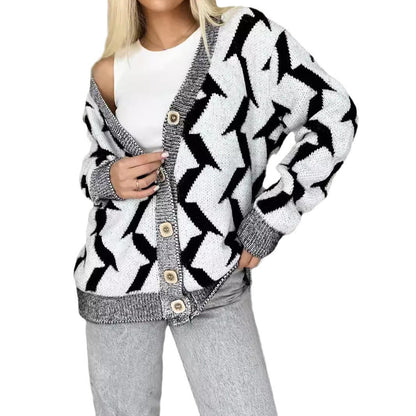 Damen Strickjacke Modernes Blitzenmuster Eveloria