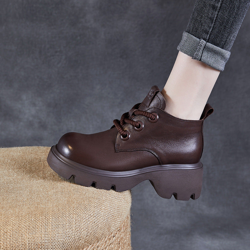Eveloria Damen Stiefeletten Echtes Leder Hoher Schaft Dicke Sohle