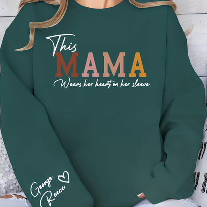 Damen Sweatshirt Mama Aufdruck Bequem Grau Eveloria