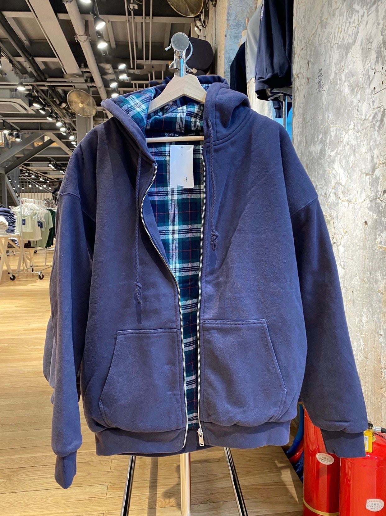 Damen Kapuzenjacke Kariertes Innenfutter