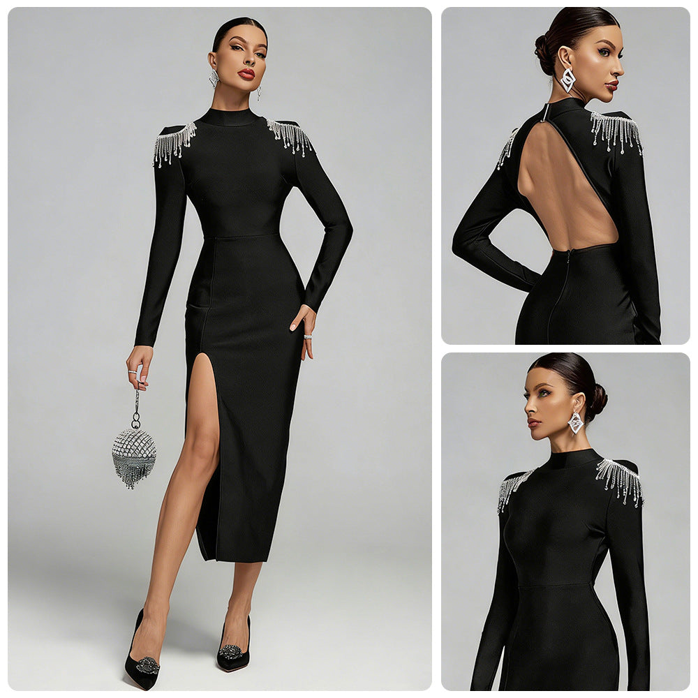 Damen Abendkleid mit Schulterdetails und figurbetontem Schnitt - Eveloria