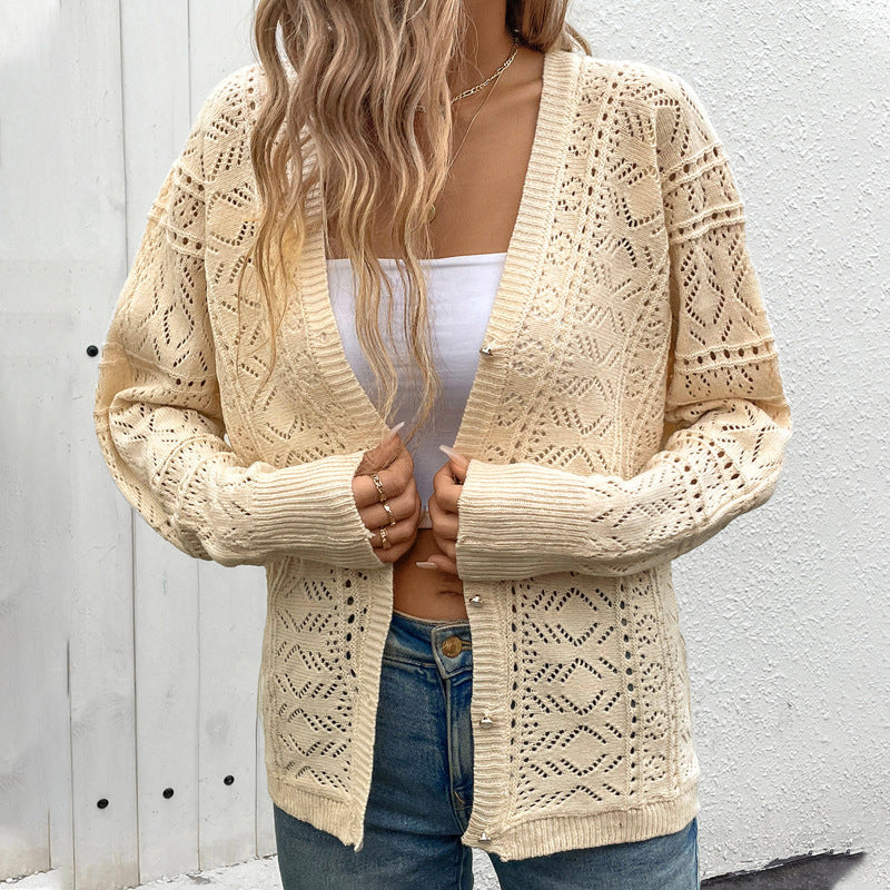 Damen Strickjacke Spitzenmuster Eveloria