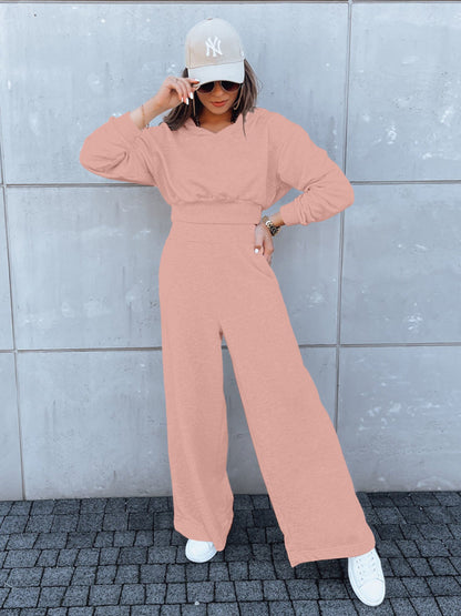 Damen Jumpsuit Weites Bein Kapuze Eveloria