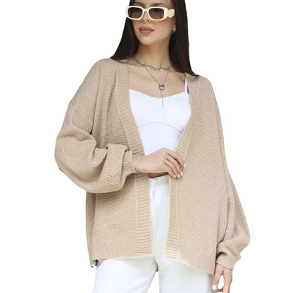 Damen Oversized Strickjacke Weite Ärmel Strukturiertes Muster Eveloria