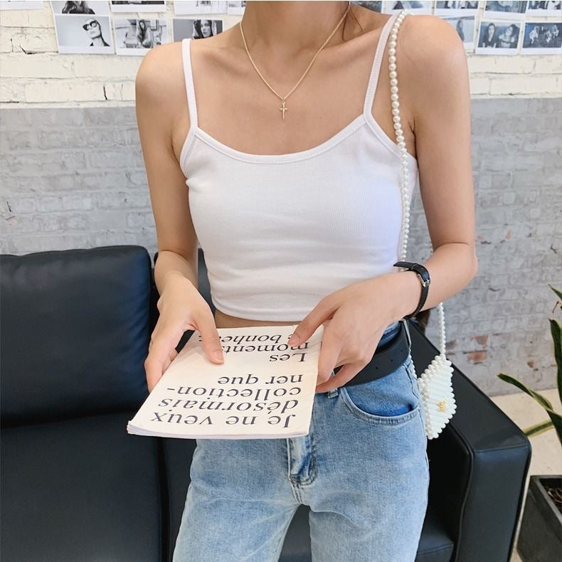 Damen Cropped Elastisch Schmale Träger
