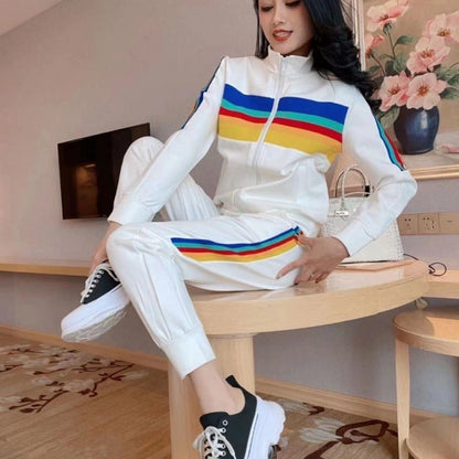 Damen Sportliches Freizeit-Set Hochkragen Bunt