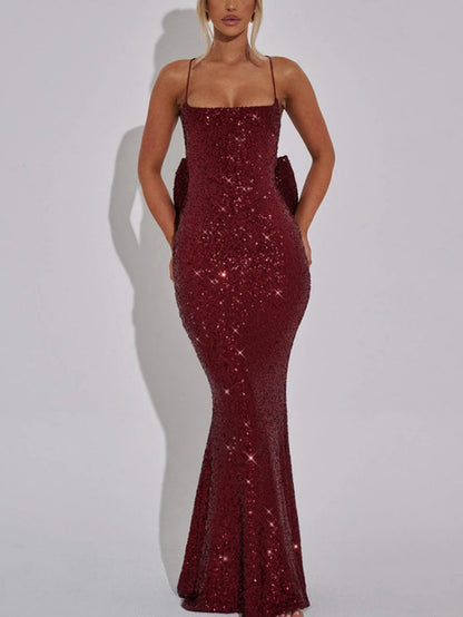 Damen Abendkleid mit Pailletten und Trägern