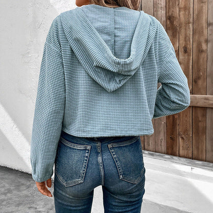 Damen Cropped Kapuzenjacke Strukturiert Eveloria