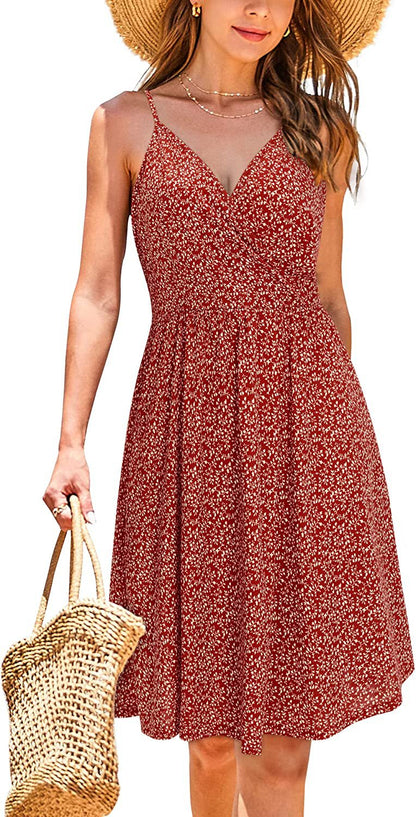 Damen Wickelkleid Zartes Design Verstellbare Träger Eveloria