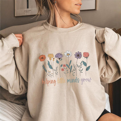 Damen Sweatshirt Voluminöse Ärmel Blumenmotiv Grau