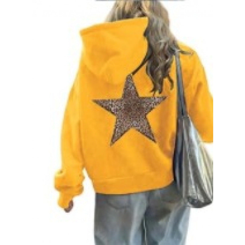 Damen Kapuzenpullover Glitzerndes Sternmotiv Eveloria