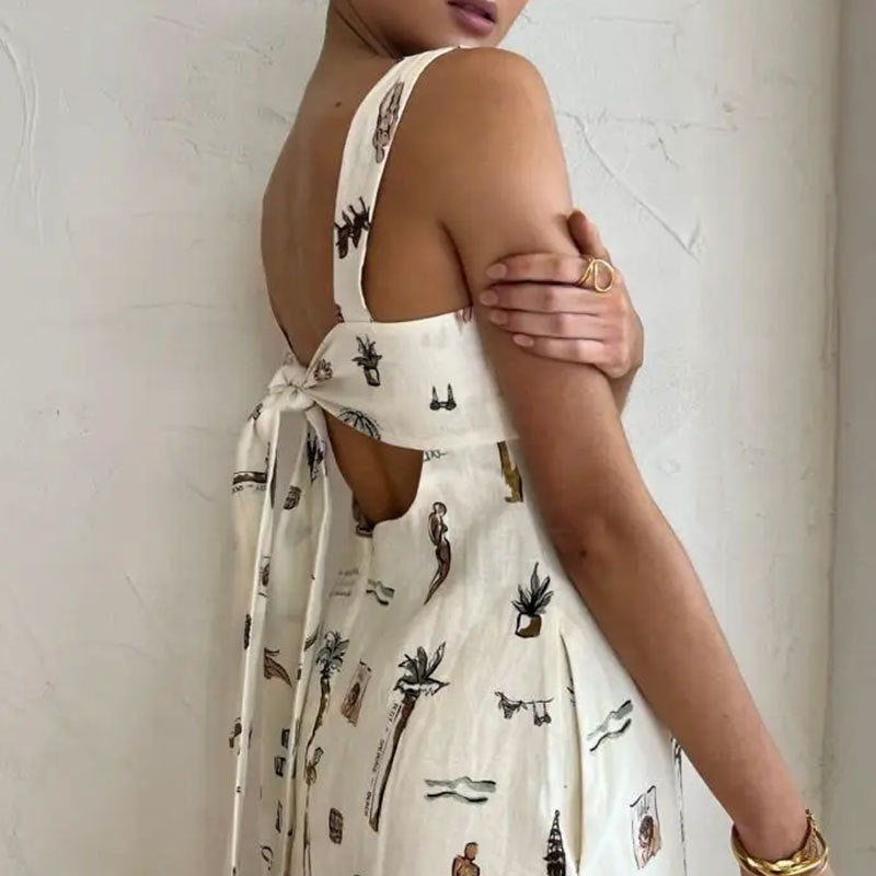 Damen Maxikleid Kreatives Print Praktische Taschen