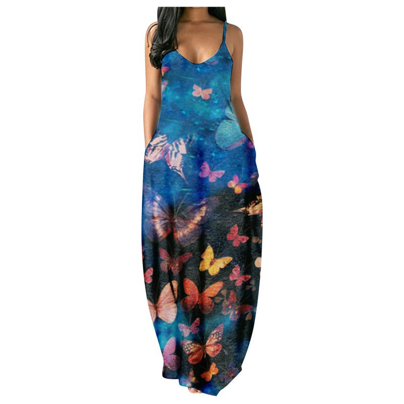 Damen Maxikleid Tie-Dye V-Ausschnitt Eveloria