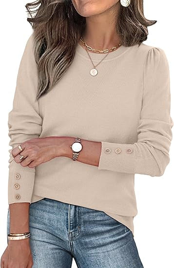 Damen Pullover Lässig Knopfdetails Eveloria