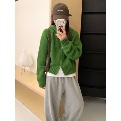 Damen Hoodie-Cardigan Kuschelig Reißverschluss Große Taschen Grau