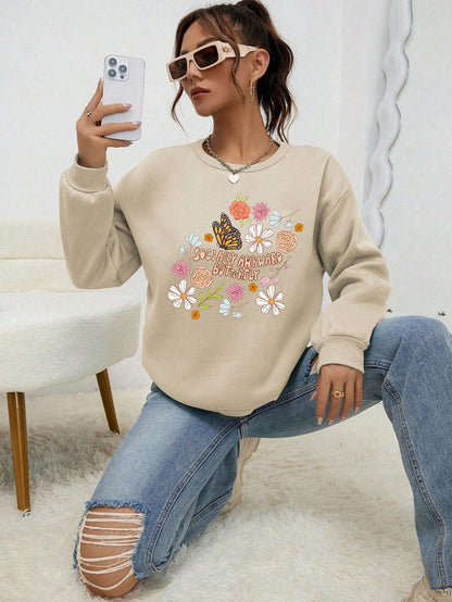 Damen Sweatshirt Floralmuster Weich Pastell