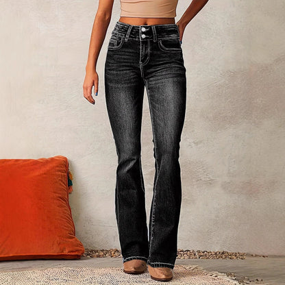 Damen Hochtaillen Bootcut Jeans Eveloria
