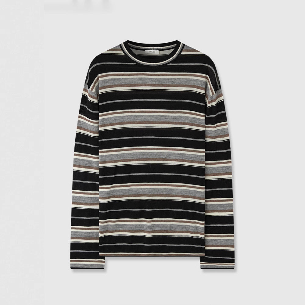 Damen Langarmshirt Streifenmuster Eveloria Baumwolle Weiß
