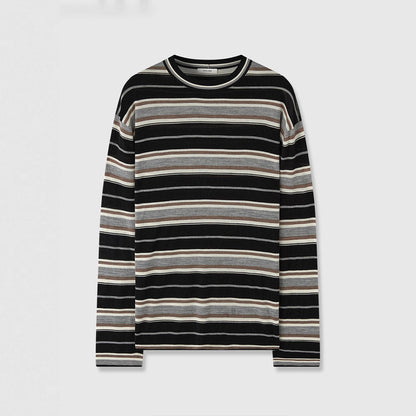Damen Langarmshirt Streifenmuster Eveloria Baumwolle Weiß