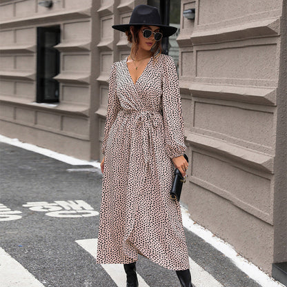 Damen Wickelkleid Rüschen Dots