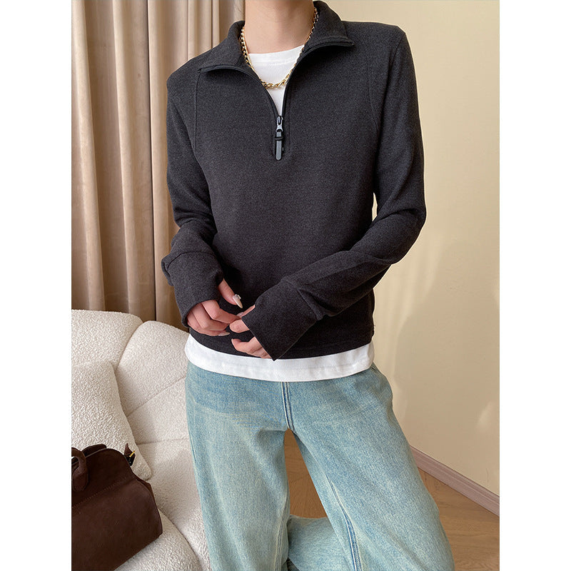 Damen Langärmeliger Pullover Quarter-Zip Elastisch Eveloria