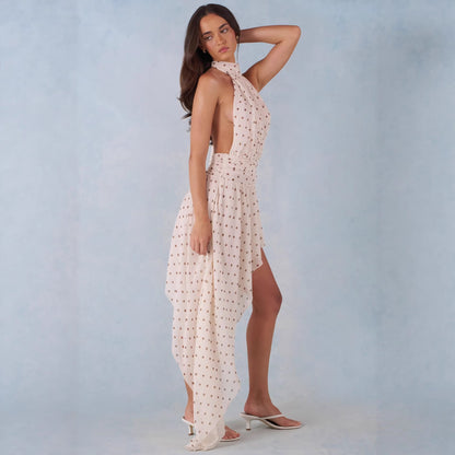 Damen Minikleid Asymmetrischer Rock Fließender Stoff Eveloria